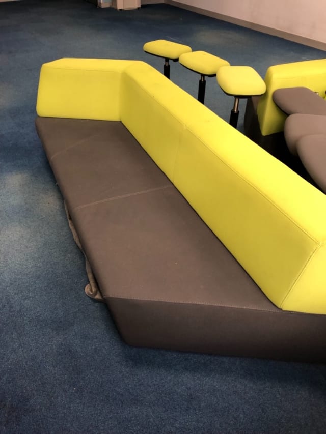 Green and Grey sofa - arm on right end