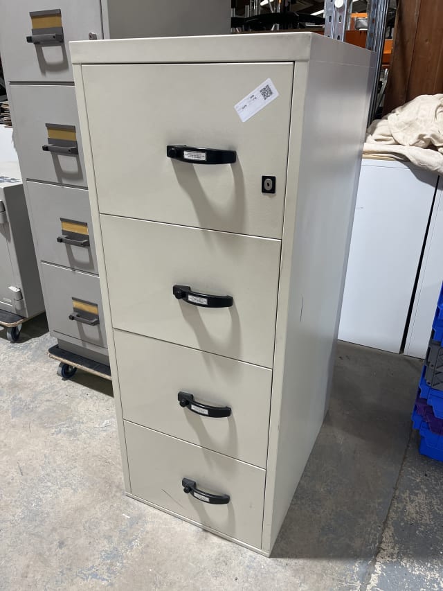 locked shut no key White Fire Safe Filing Cabinet