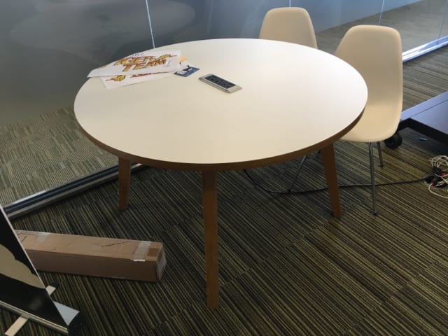 Round meeting table with power unit