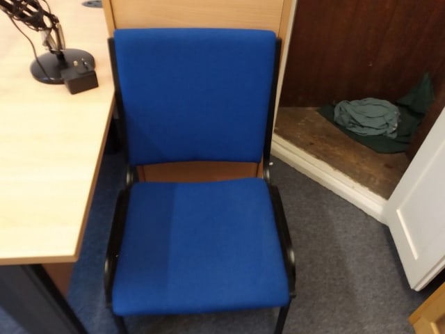 blue padded chair