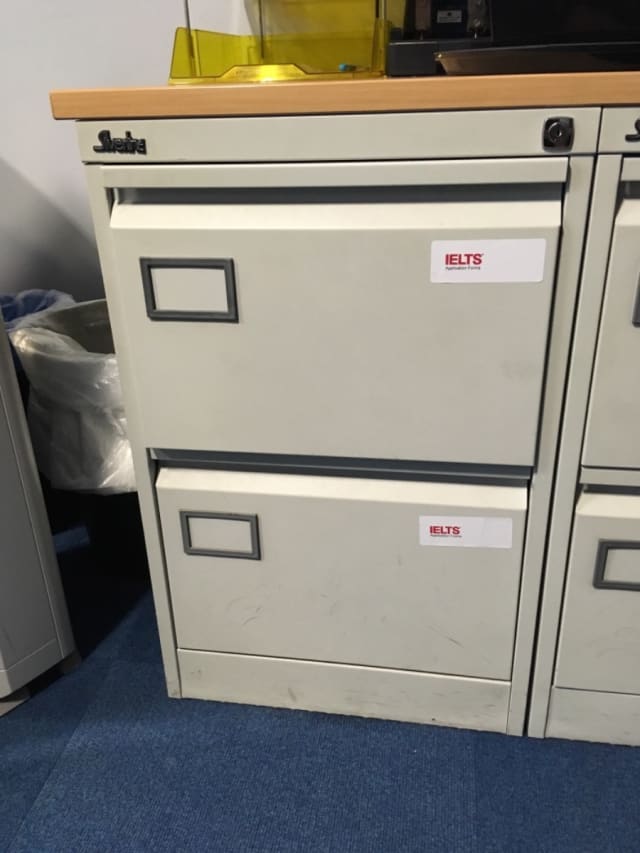 Small two drawer filing cabinet