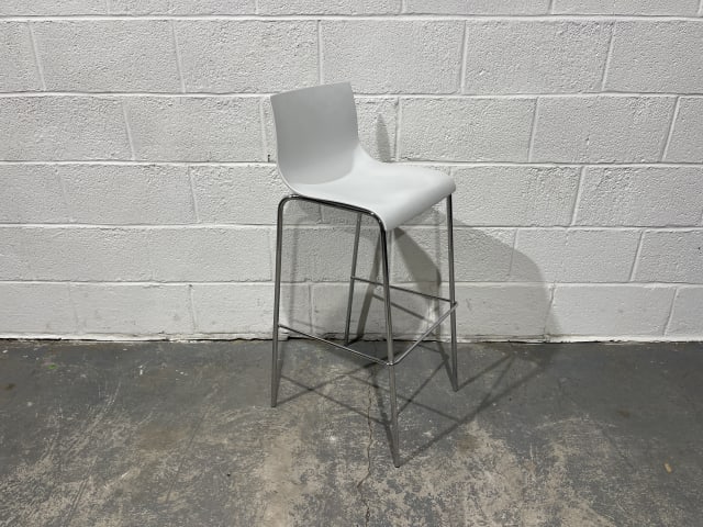 White Bar Stool with Chrome frame