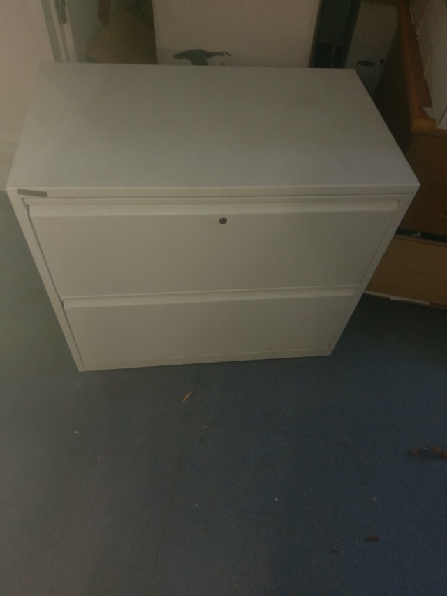 white metal 2-drawer chest