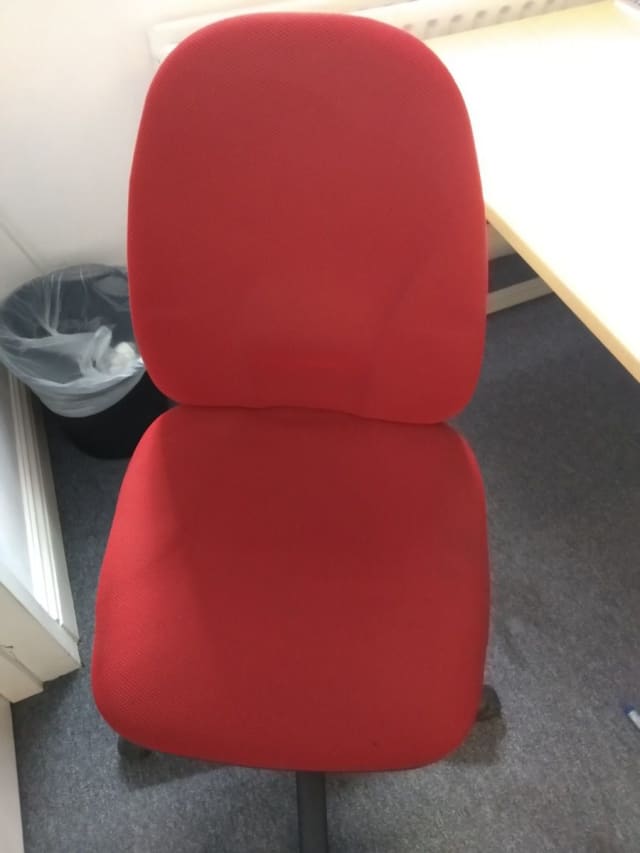 red fabric steno chair