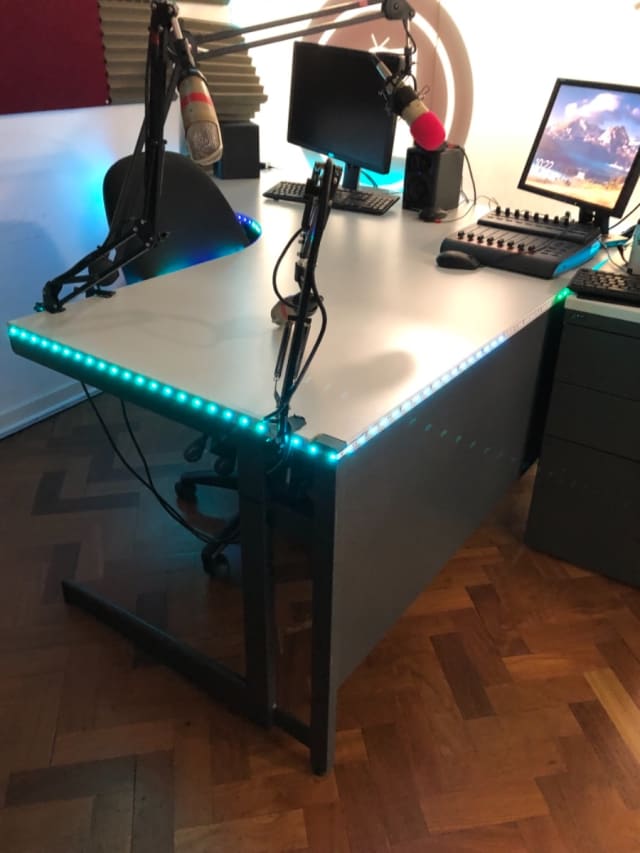 L shaped LED desk