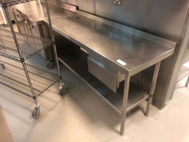 Stainless steel commercial kitchen workstation table