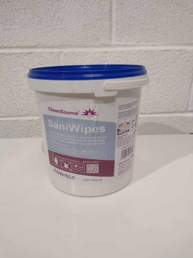 Expired Saniwipes container