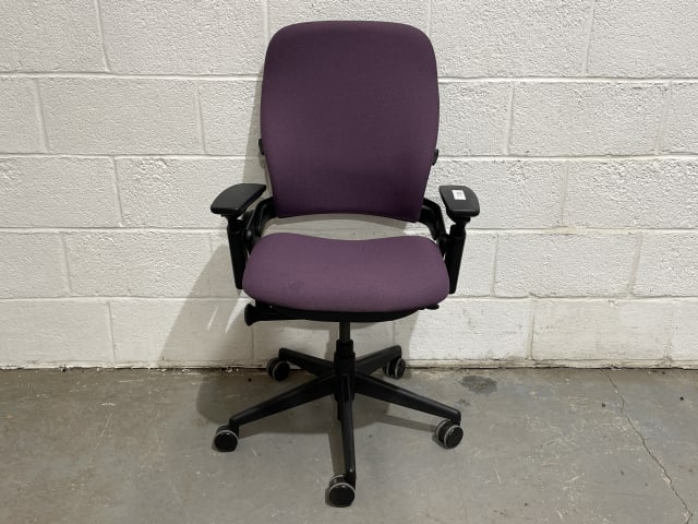 Steelcase Leap black and purple rolling operator chair