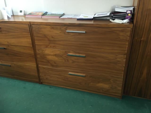 Large three drawer wooden cabinet - suspension files