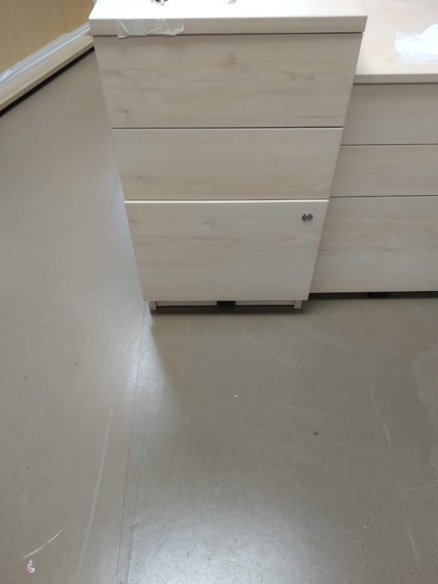 Three drawer wooden pedestal - desk height