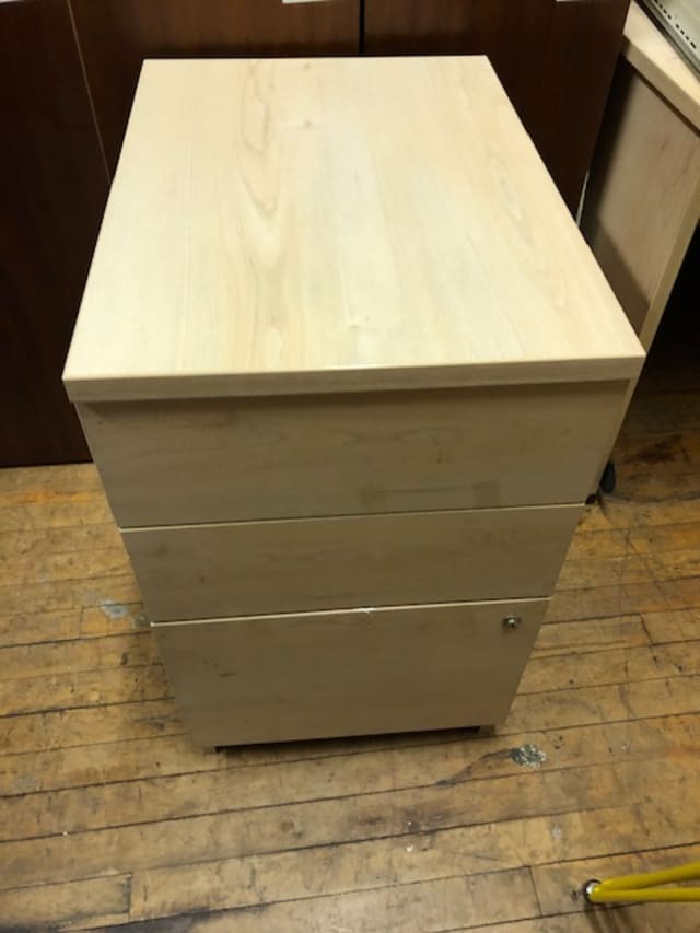 Wooden 3 drawer desk height pedestal