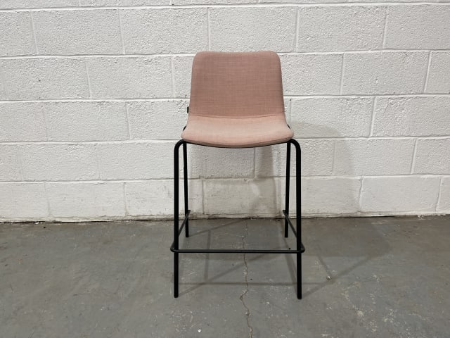 Naughtone Viv pink fabric and black metal bar stool