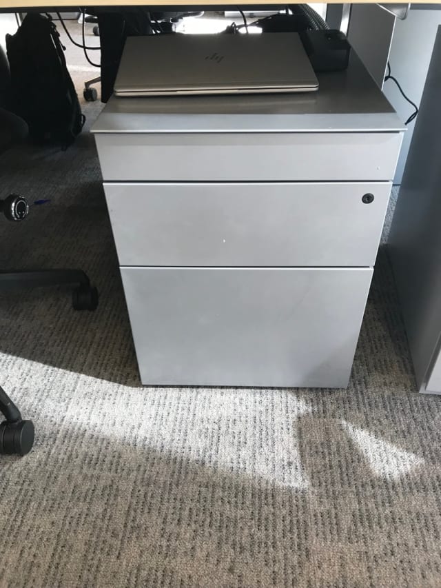 3 drawer silver metal pedestal