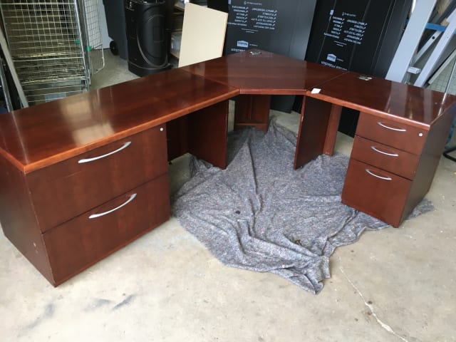 Large Mahogany corner desk with storage