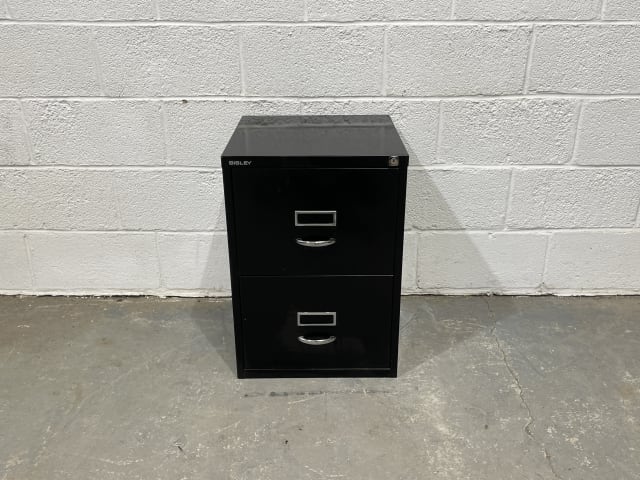 Bisley black metal 2-drawer filing cabinet