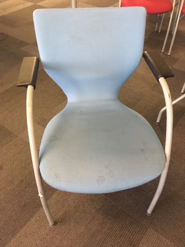 light blue armchair