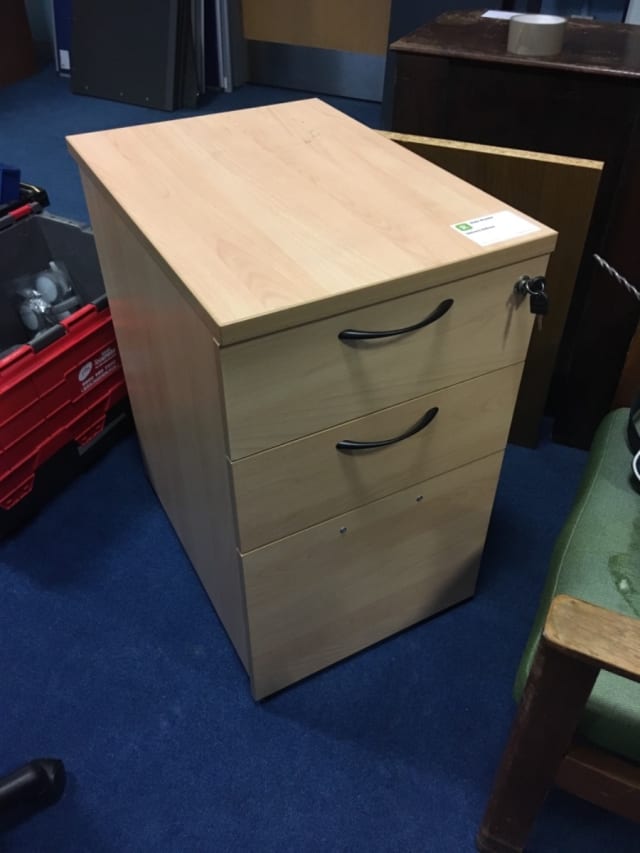 Desk height three drawer pedestal