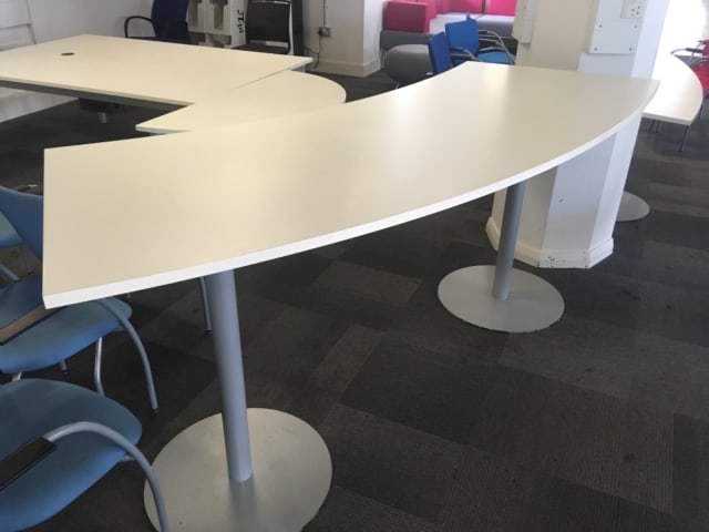 white wooden pedestal table