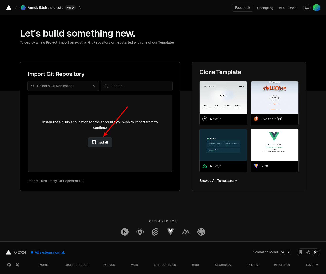 install github app vercel