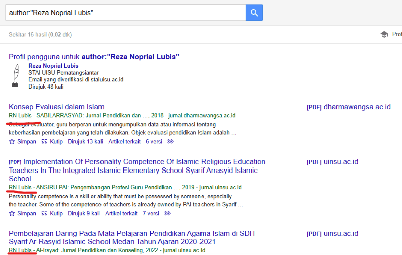 Operator Google Scholar untuk Pencarian Author
