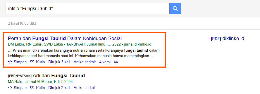 Operator Google Scholar untuk Pencarian Judul