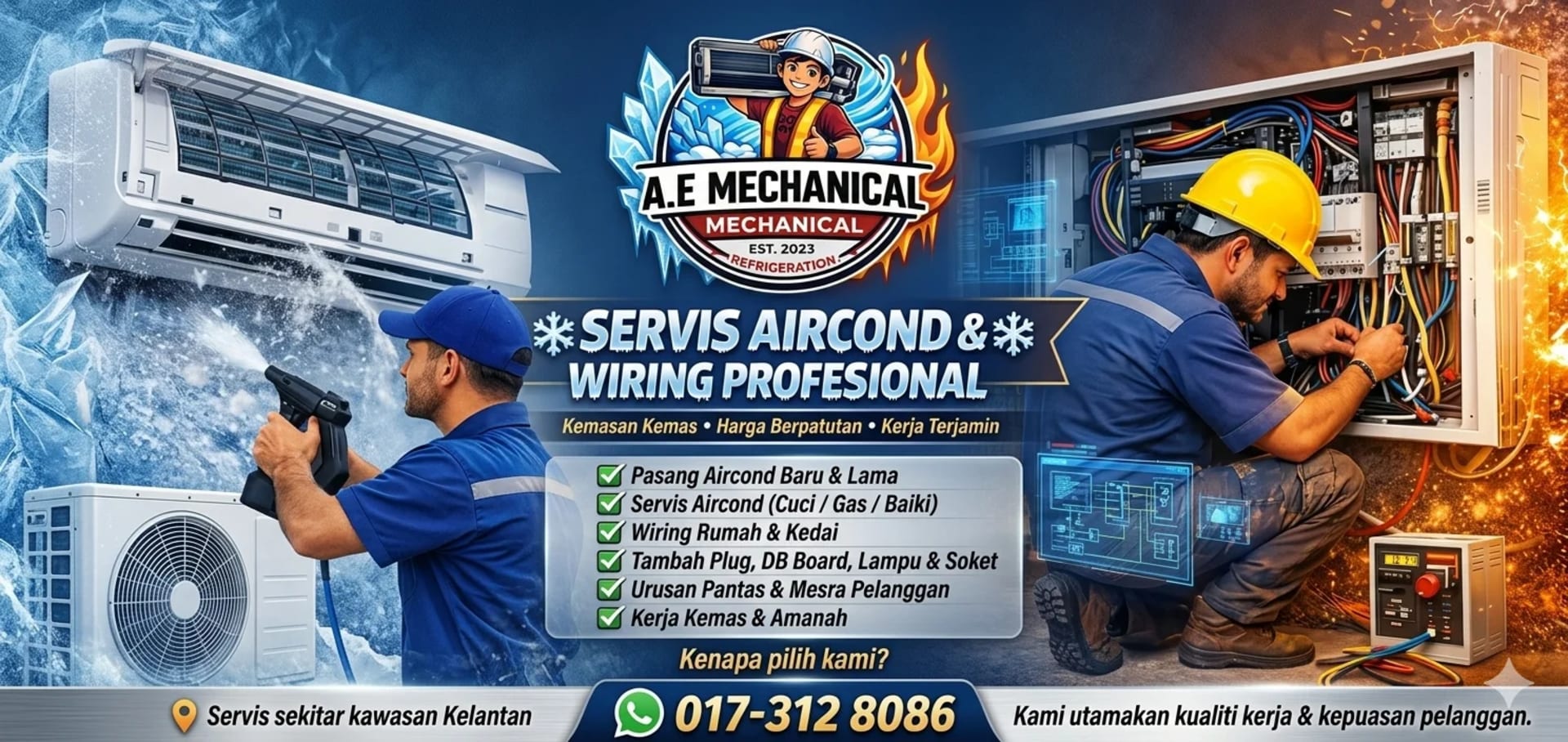 A.E Mechanical | Pakar Pemasangan, Servis Aircond & Wiring Professional