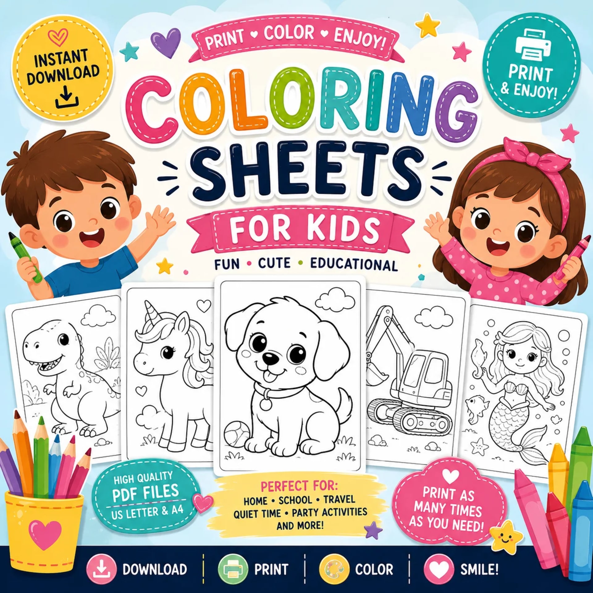 Giant Coloring Bundle – 100 Printable Pages