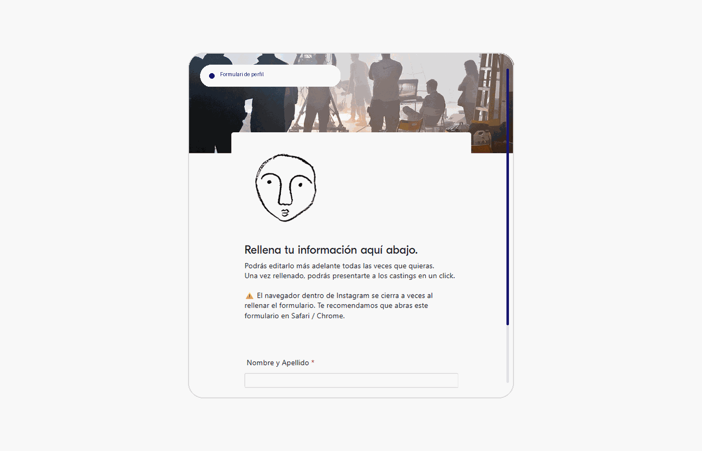 Actor completant el formulari de perfil d’ActorsBarcelona