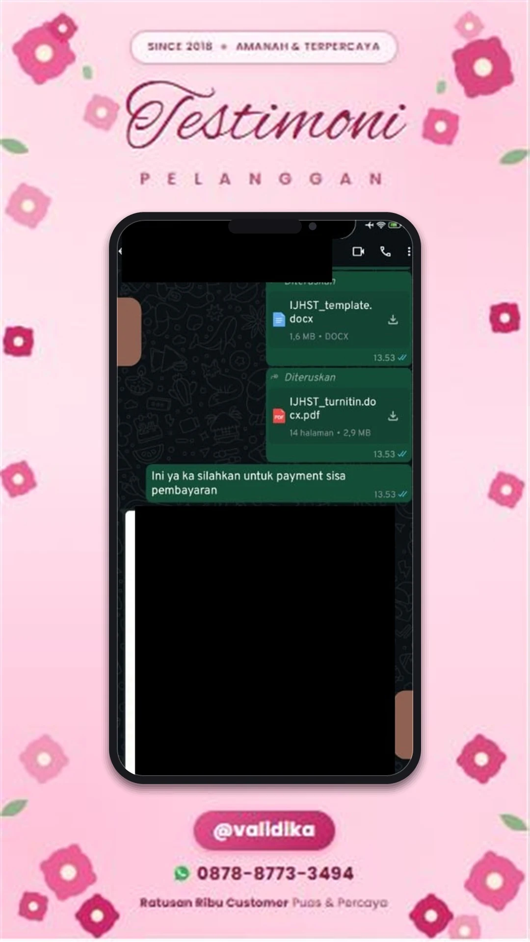 Bukti testimoni pelanggan