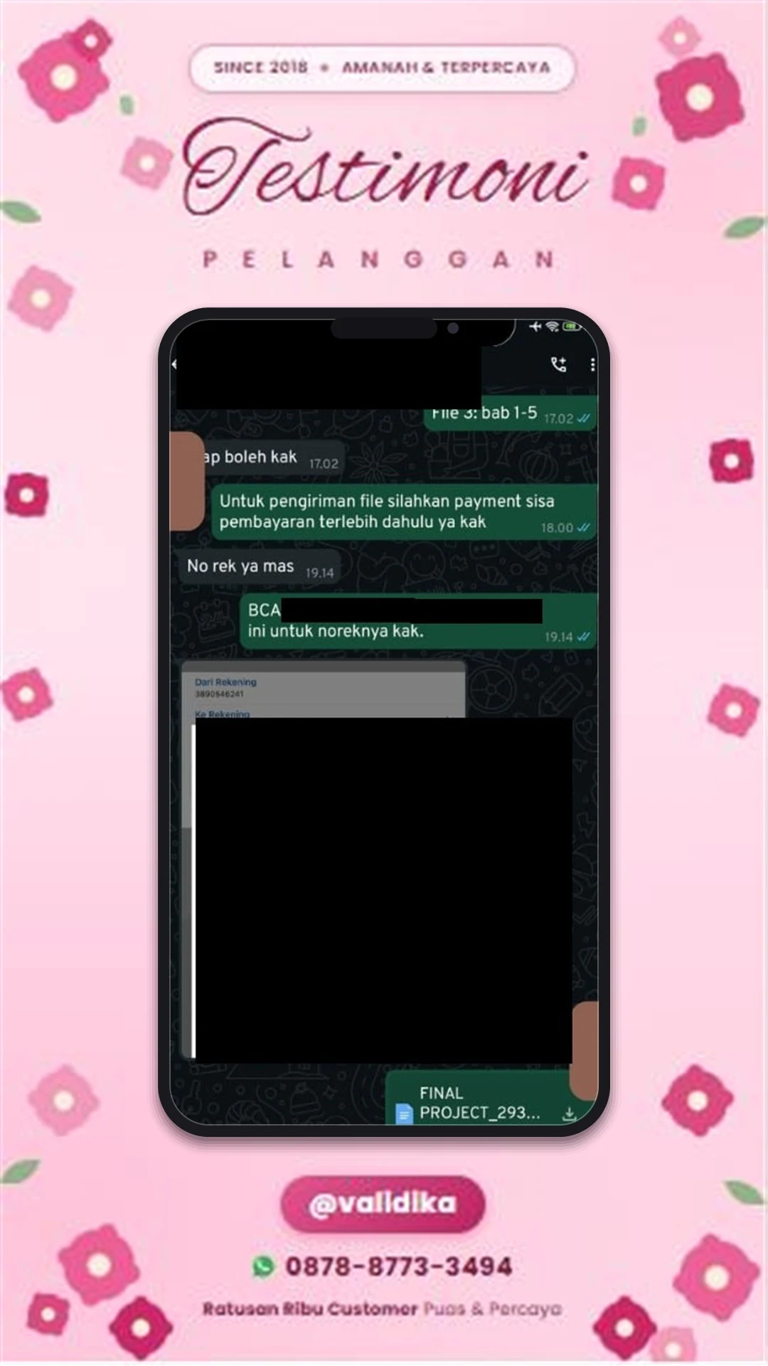 Bukti testimoni pelanggan