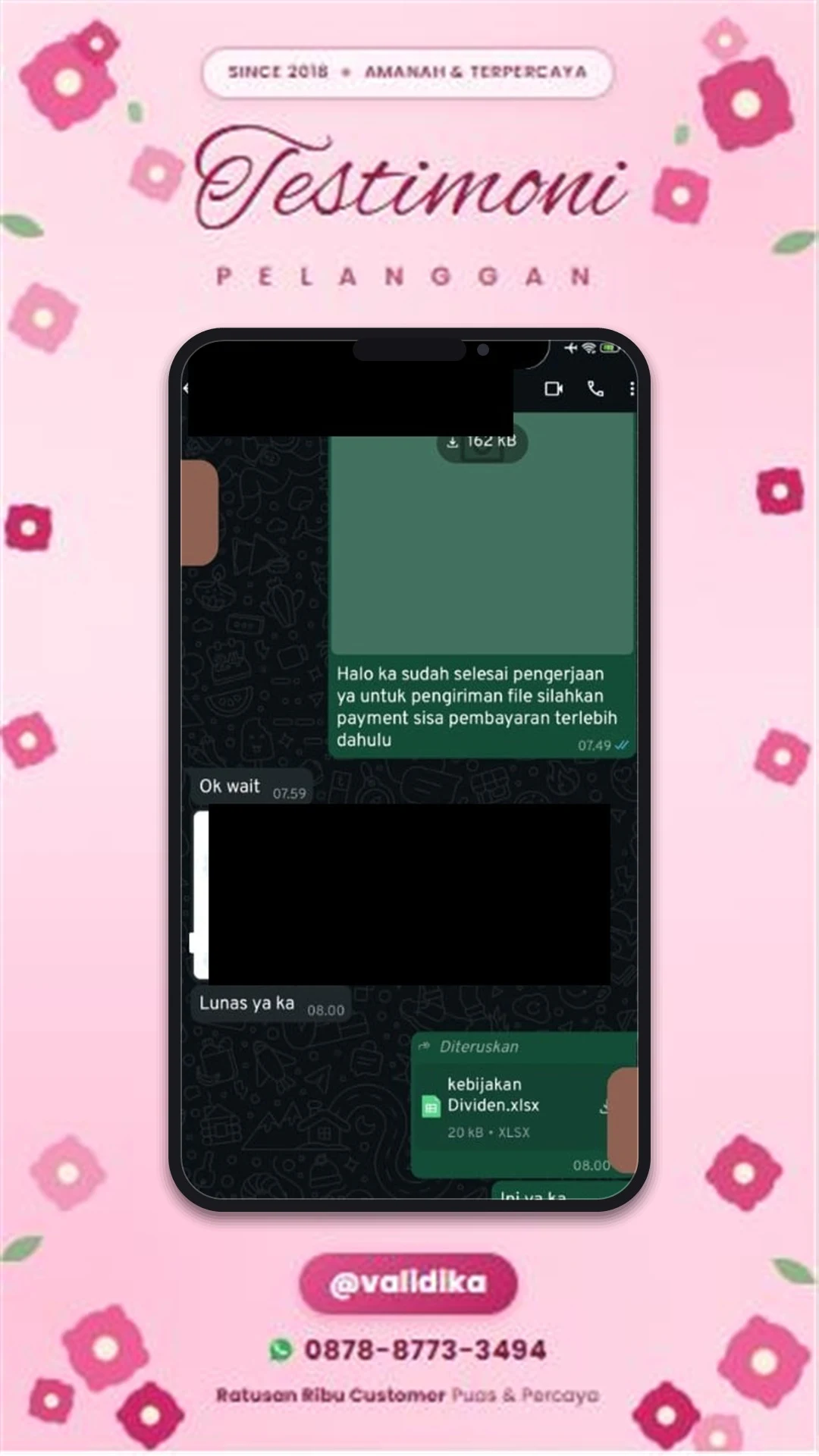 Bukti testimoni pelanggan