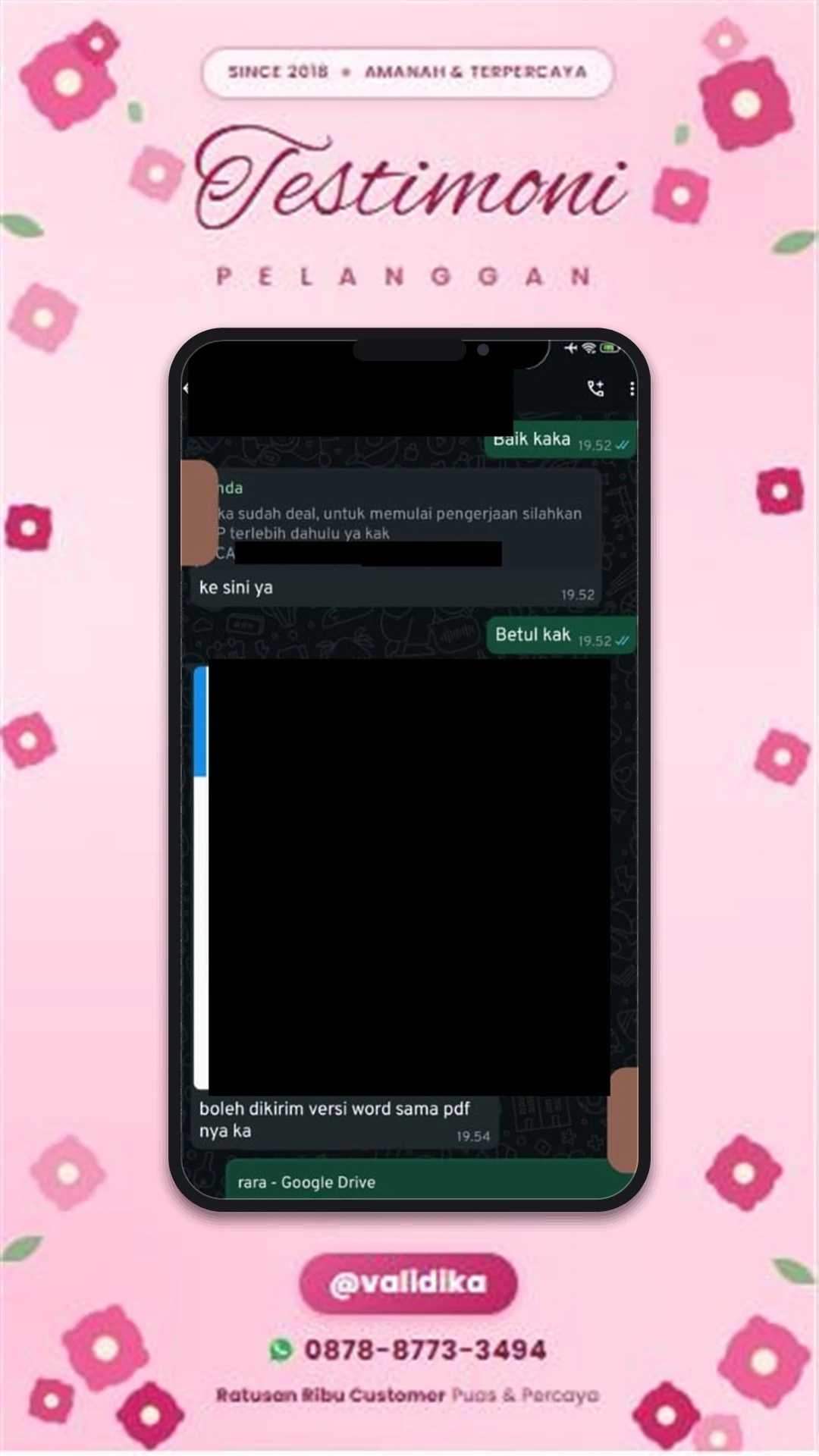 Bukti testimoni pelanggan