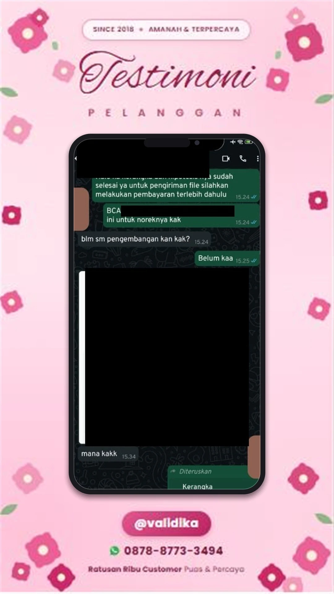 Bukti testimoni pelanggan