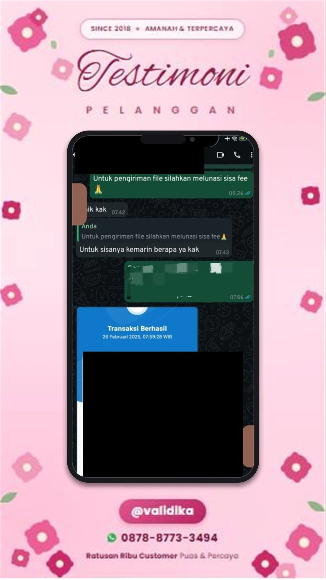 Bukti testimoni pelanggan