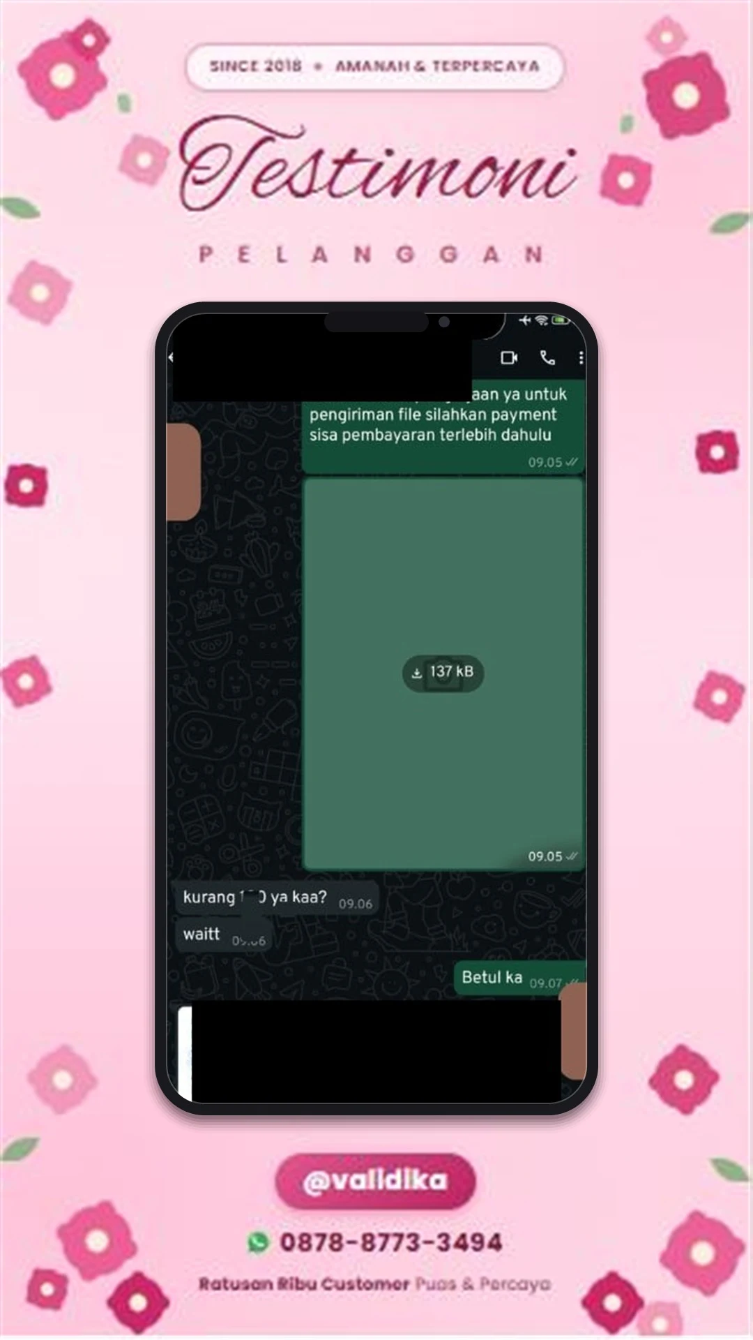 Bukti testimoni pelanggan