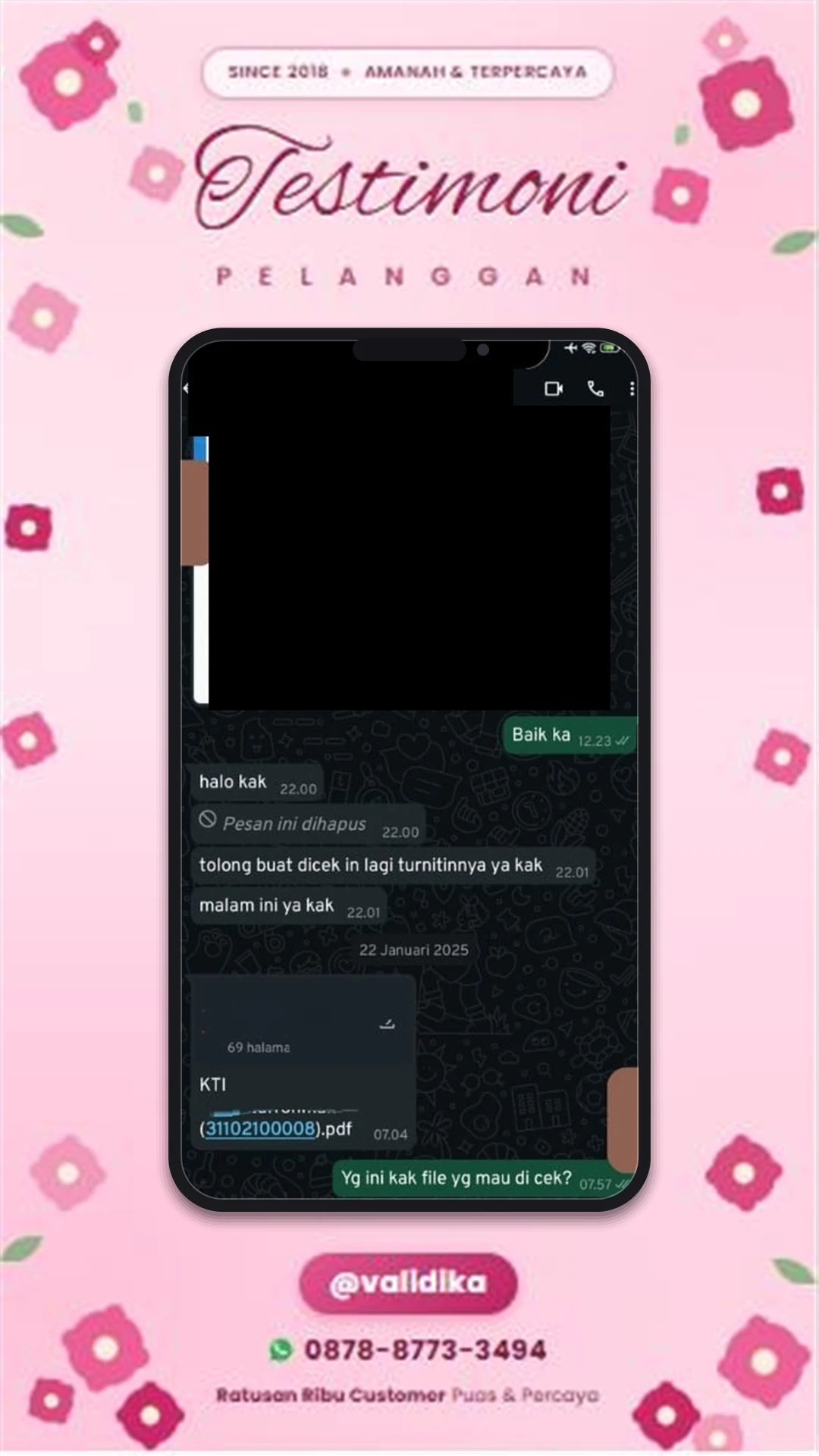 Bukti testimoni pelanggan