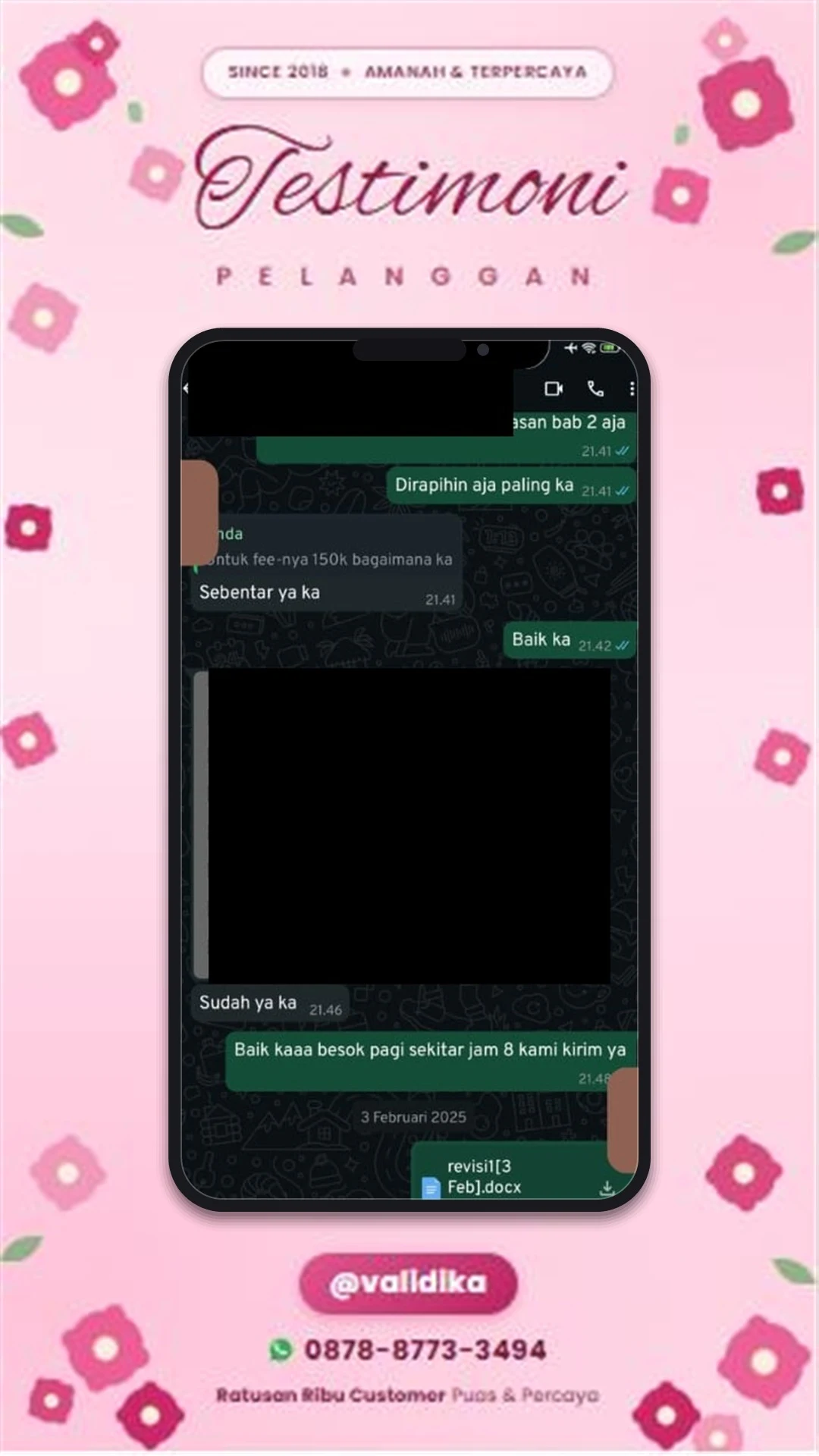 Bukti testimoni pelanggan