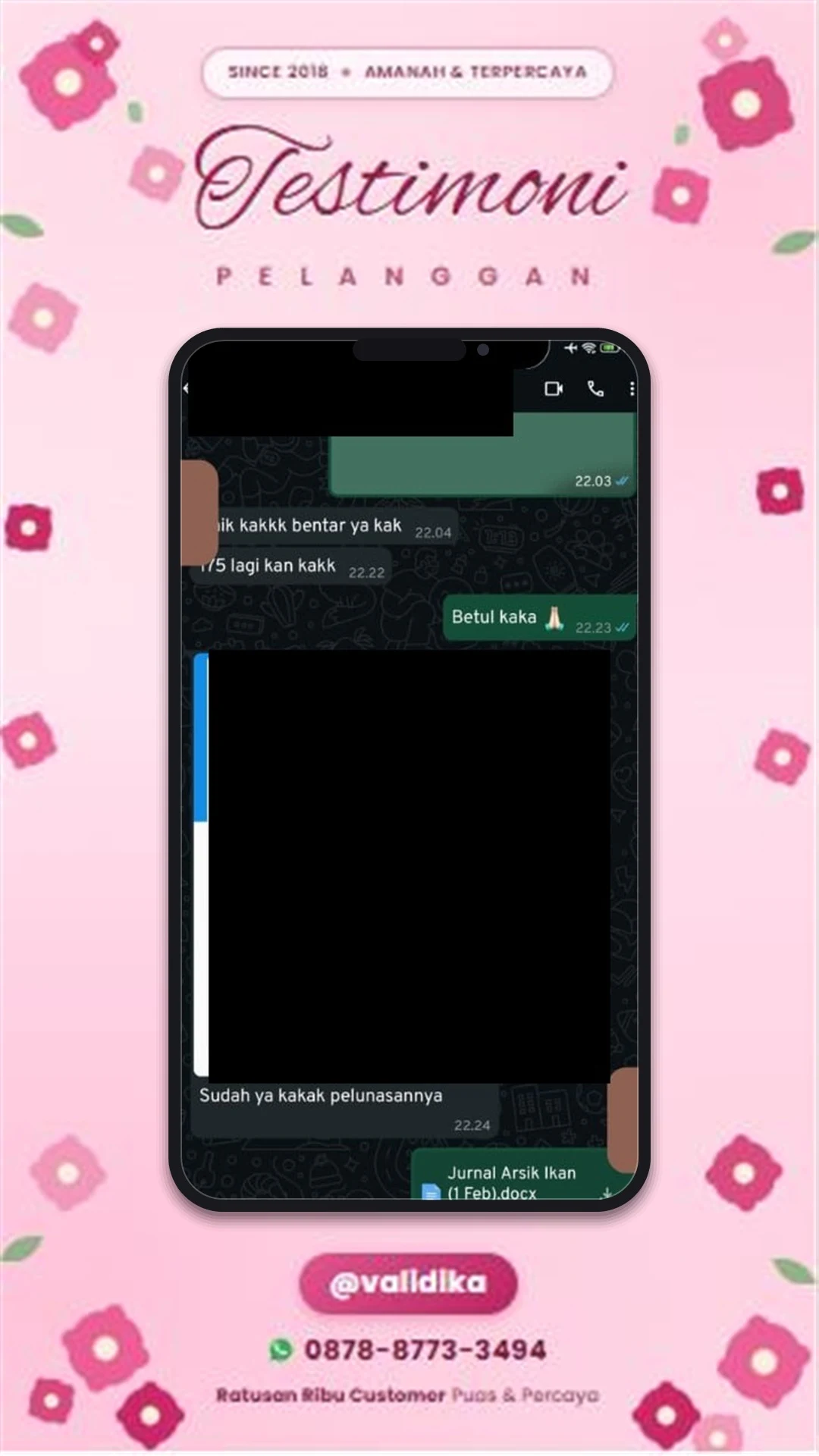 Bukti testimoni pelanggan