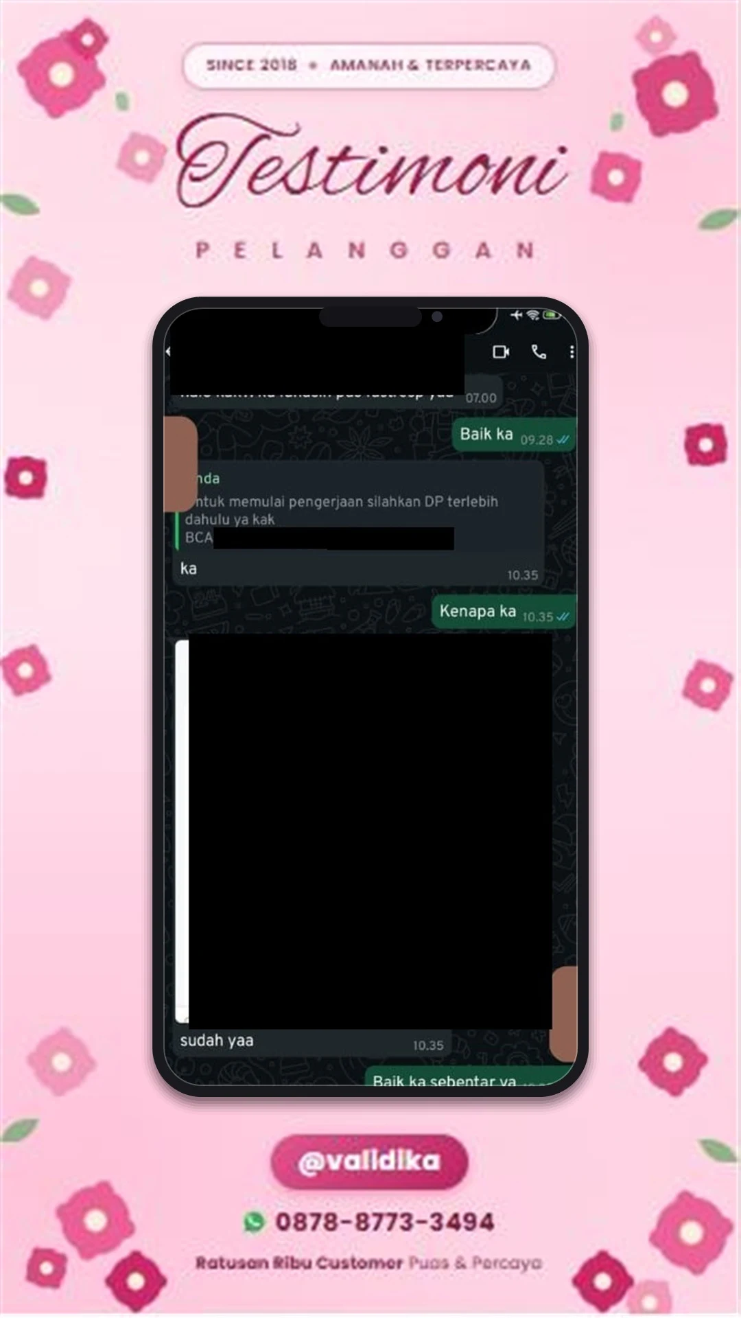 Bukti testimoni pelanggan