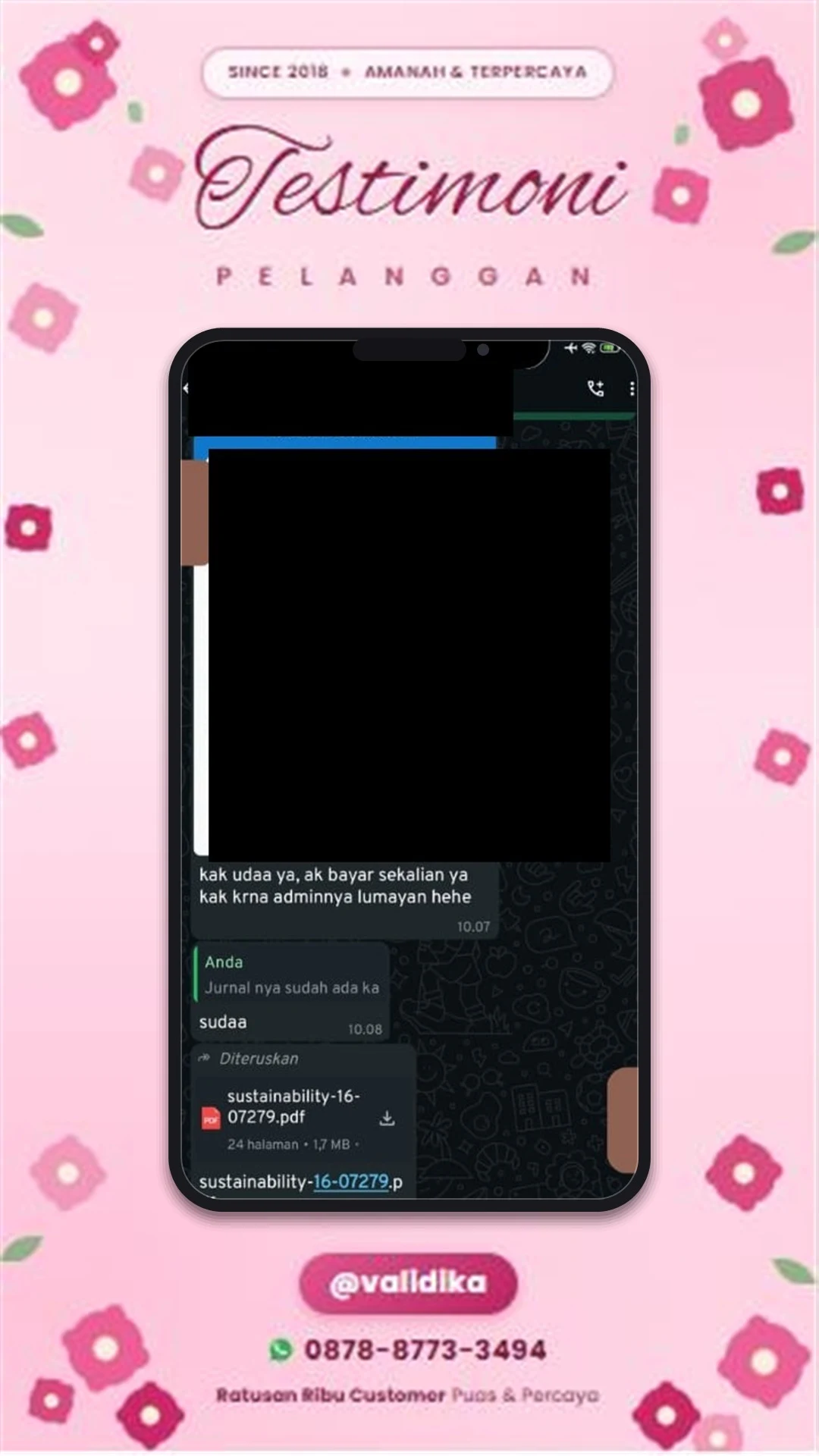 Bukti testimoni pelanggan