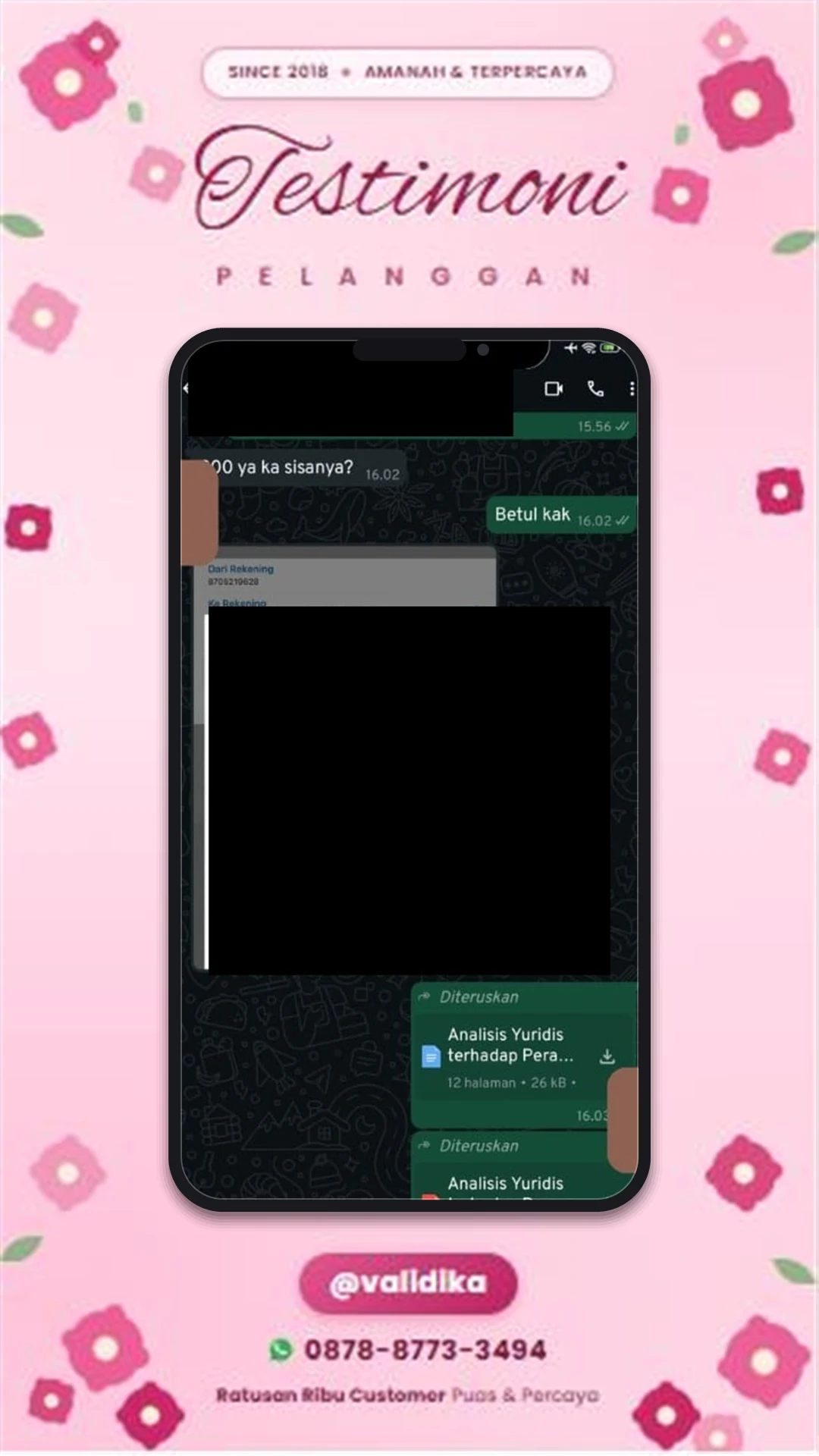 Bukti testimoni pelanggan