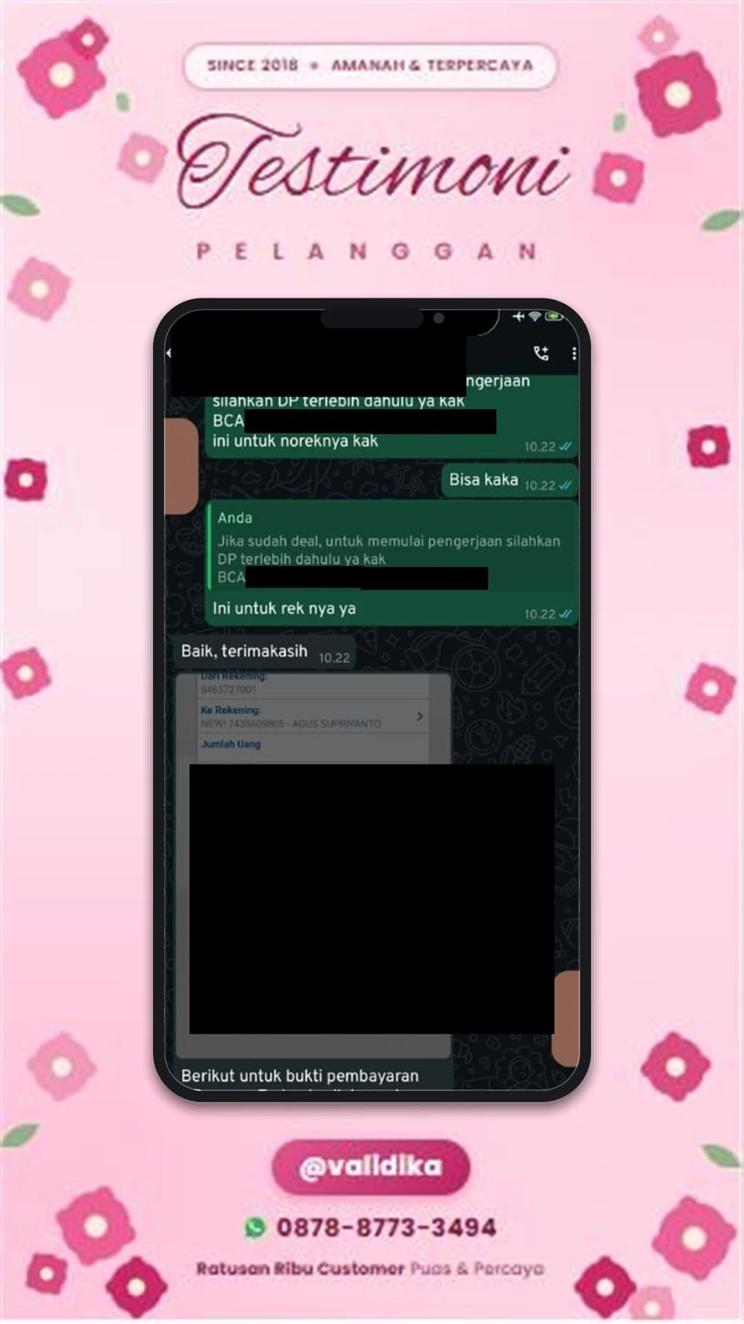 Bukti testimoni pelanggan