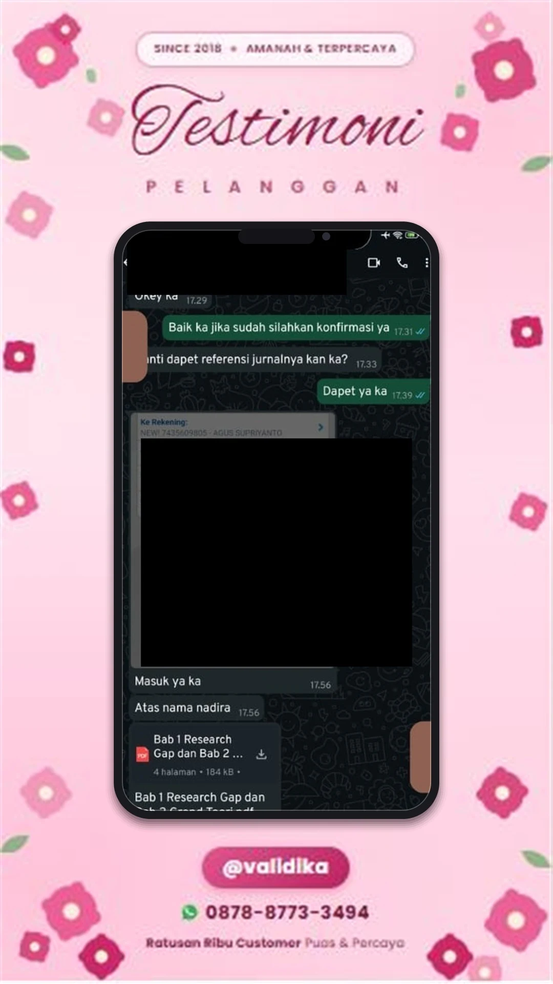 Bukti testimoni pelanggan