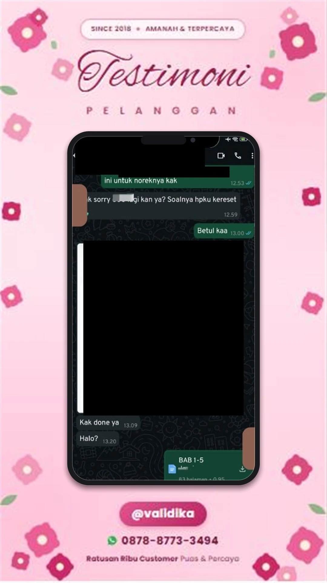 Bukti testimoni pelanggan