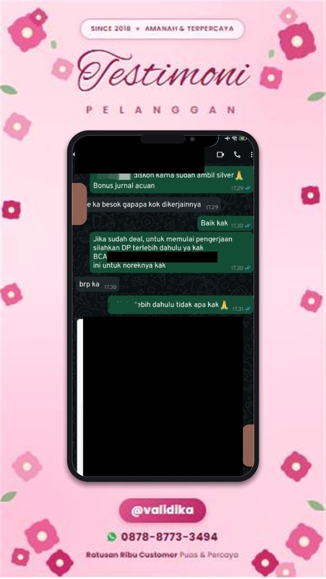 Bukti testimoni pelanggan