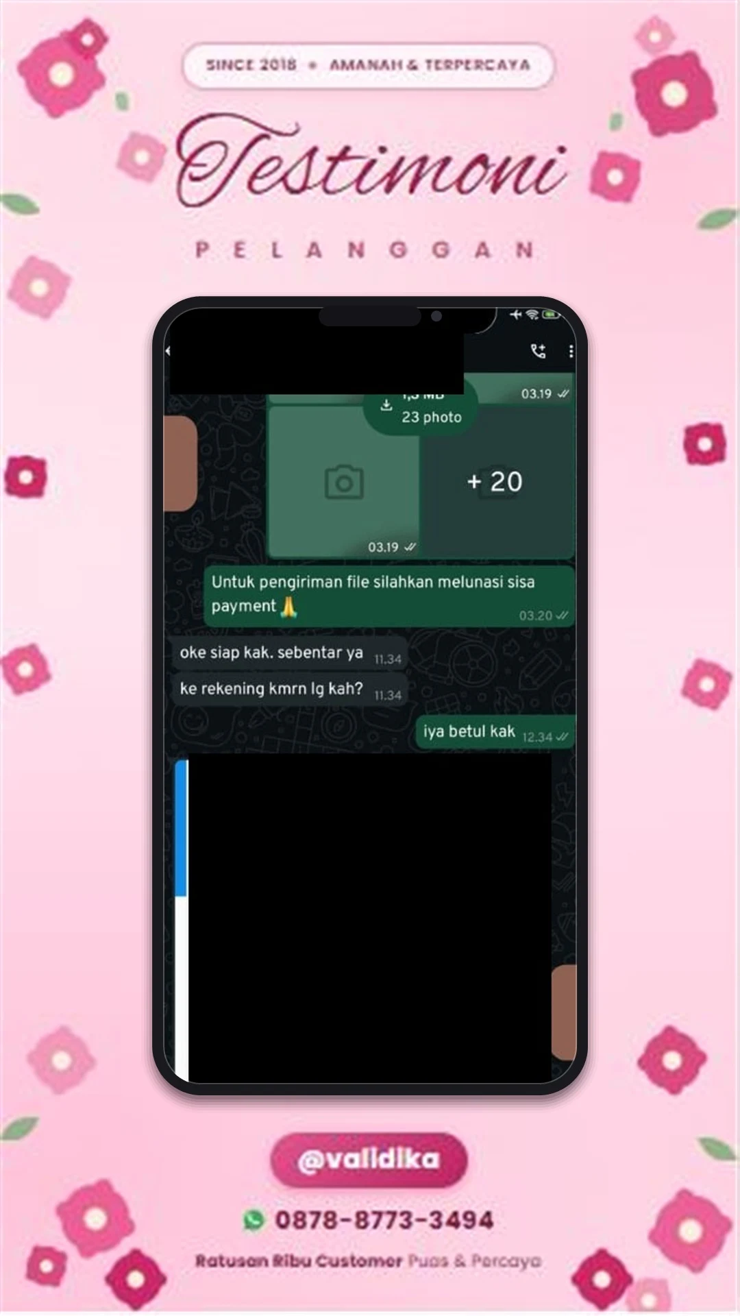 Bukti testimoni pelanggan