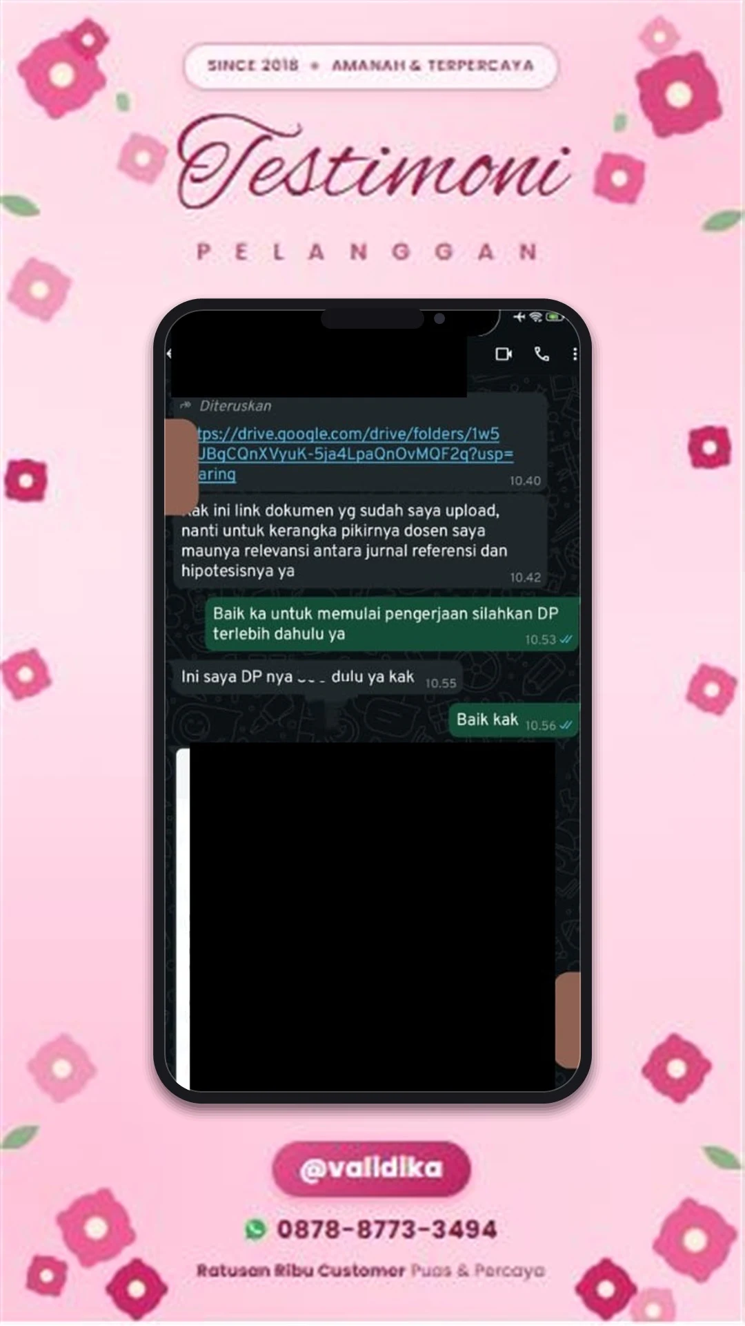 Bukti testimoni pelanggan