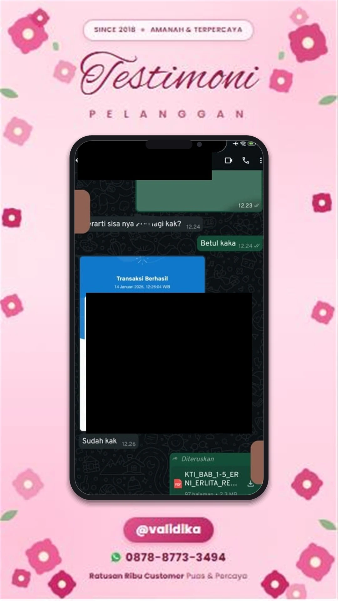 Bukti testimoni pelanggan