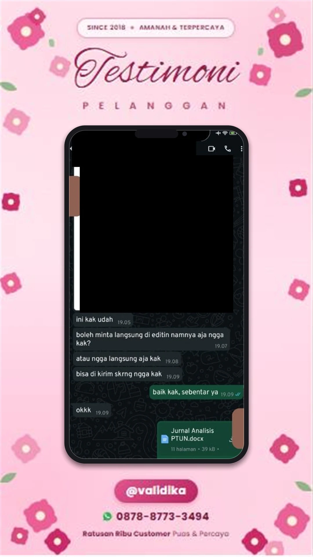 Bukti testimoni pelanggan