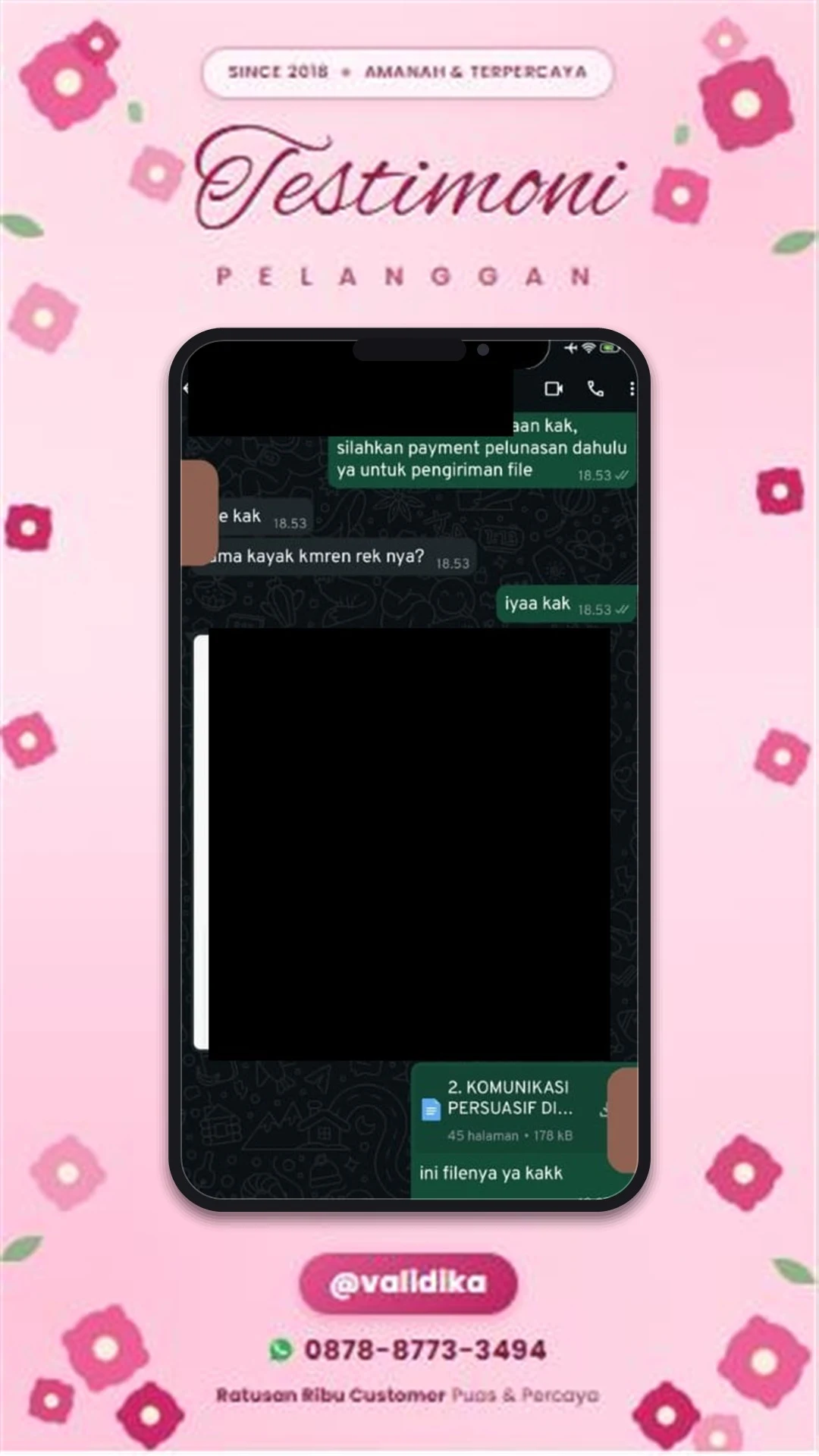 Bukti testimoni pelanggan